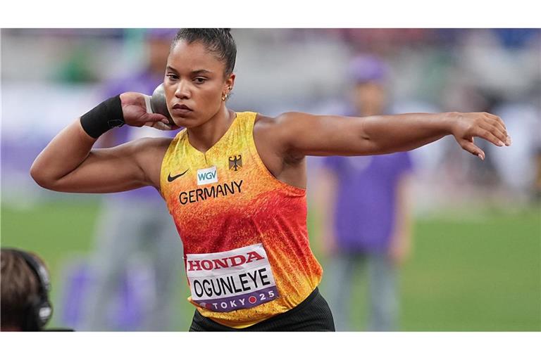 Kugelstoß-Olympiasiegerin Yemisi Ogunleye musste sich bei der WM mit Platz sechs zufriedengeben.
