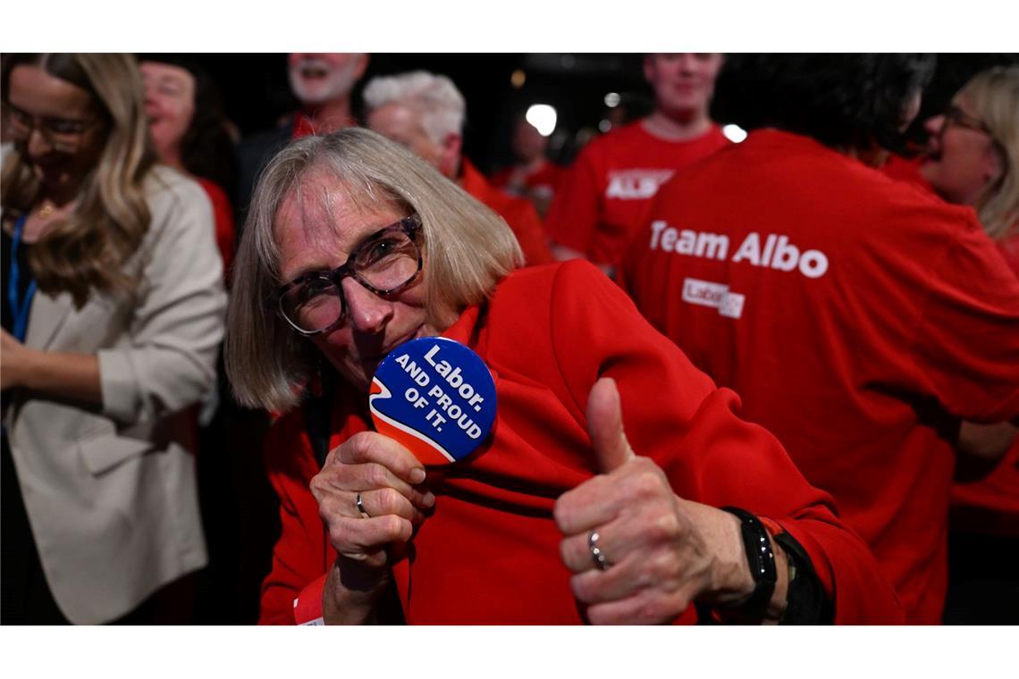 Australiens Premier gewinnt Wahl haushoch - auch wegen Trump Labor-Anhänger brachen in Jubel aus.