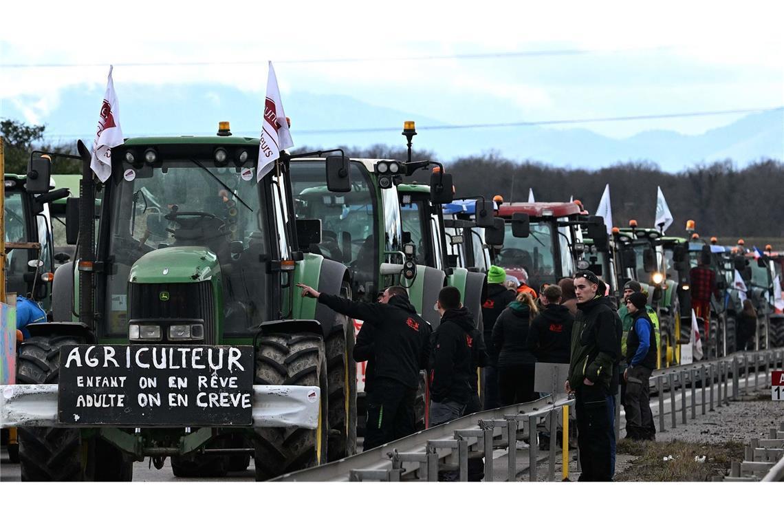 Bauern im Elsass demonstrieren - Verkehrsprobleme Landwirte demonstrieren an der deutsch-französischen Grenze. (Archivbild)