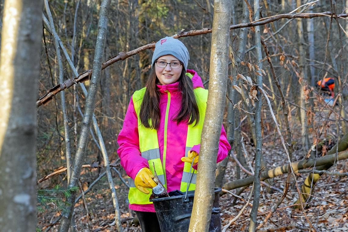 Im Wald auf Müllsammeltour