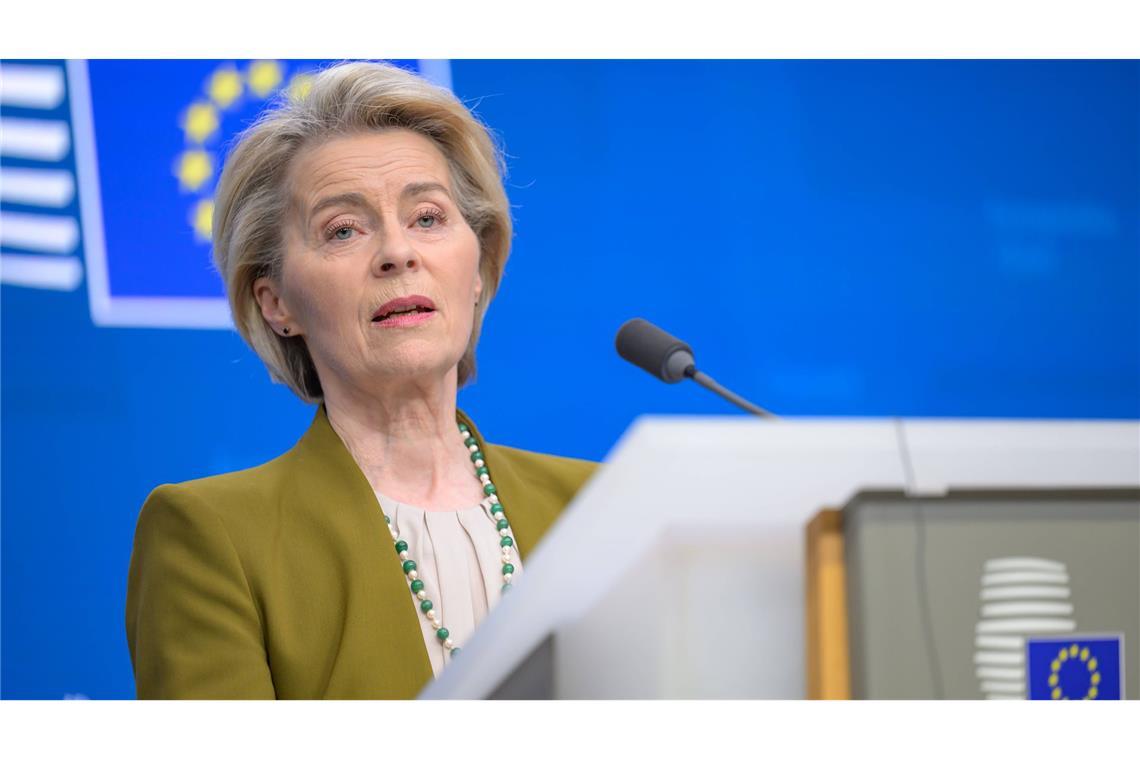Schock, Trotz – und Entschlossenheit Laut Kommissionspräsidentin Ursula von der Leyen bereitet die EU Gegenmaßnahmen in Reaktion auf die US-Zölle vor.