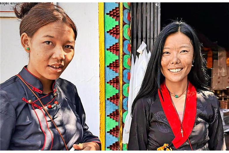 Lhadron (links) und Tsering in tibetischer Kleidung