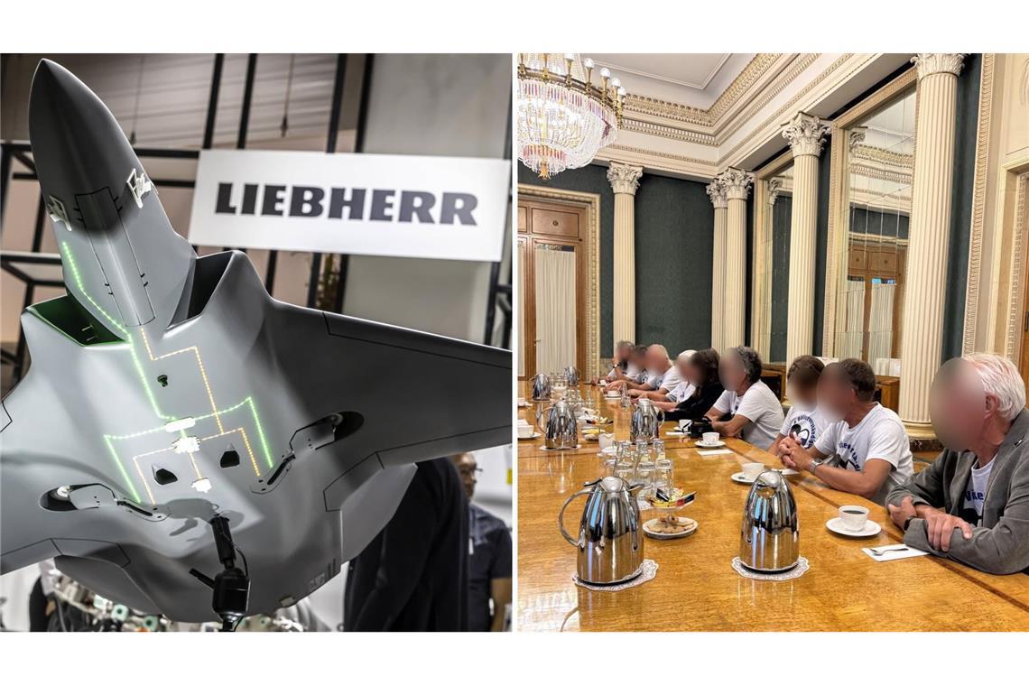Bundeswehr-Zulieferer Liebherr beurlaubt Mitarbeiter Liebherr-Aerospace entwickelt und produziert Systeme auch für militärische Flugzeuge. Einer der Mitarbeiter traf sich Ende Juli mit dem russischen Botschafter (rechts).
