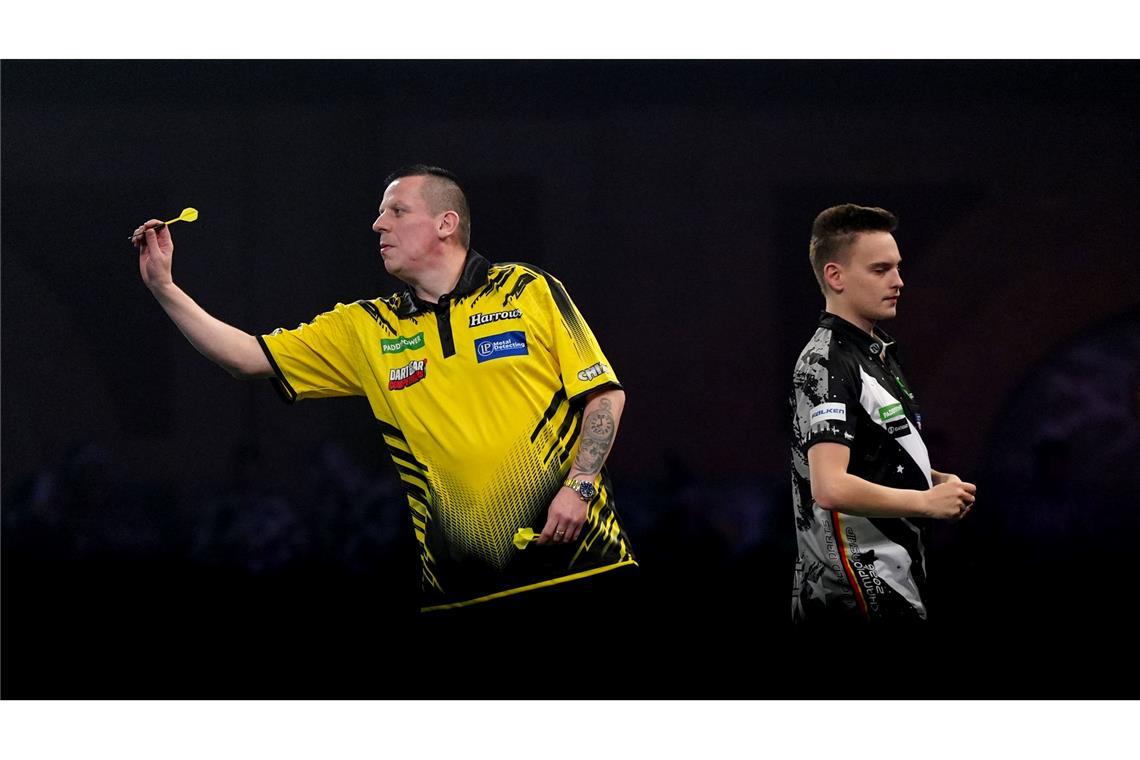 Lieferten sich ein enges Duell: Dave Chisnall (links) und Ricardo Pietreczko
