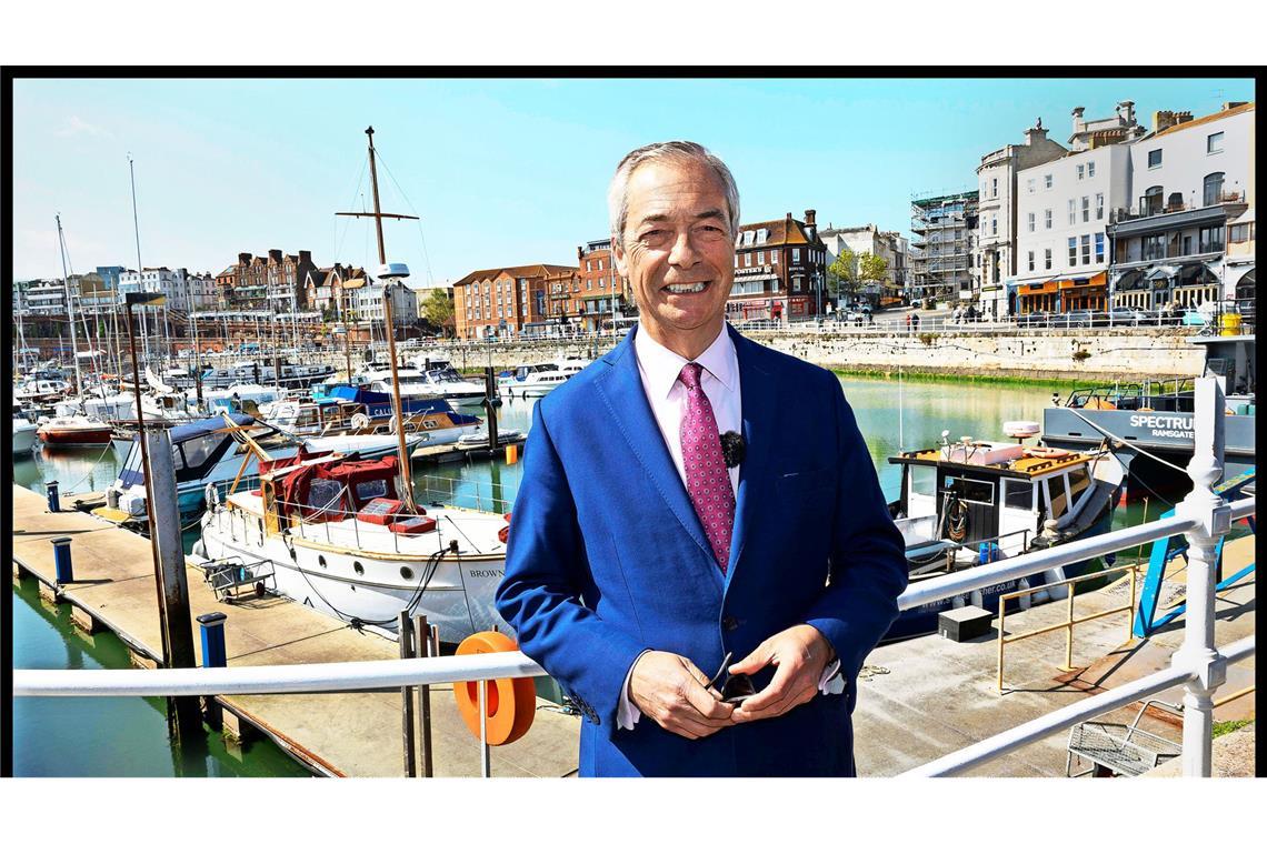 Die Bedrohung namens Nigel Farage Liegt mit Reform UK vorne: Nigel Farage auf Wahlkampf.
