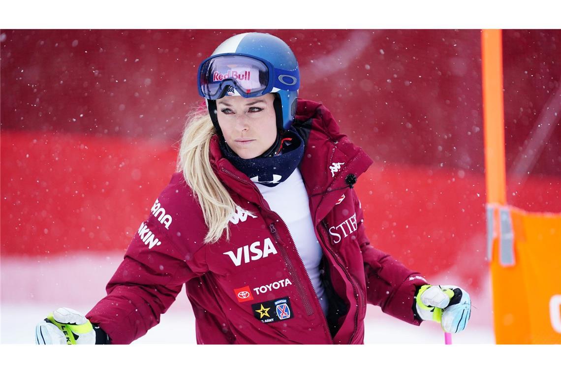 Lindsey Vonn bei der Besichtigung der Abfahrt in Crans-Montana.