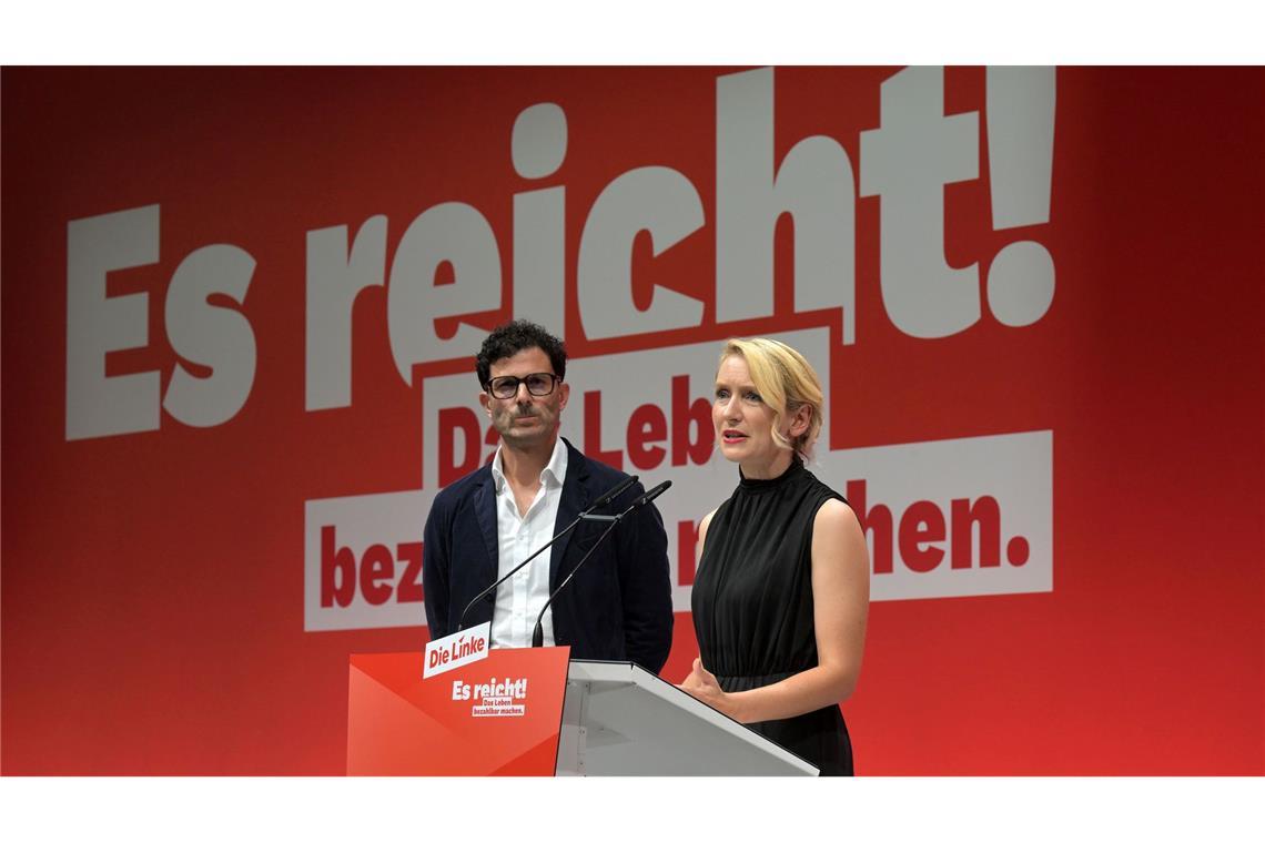 Luigi Pantisano und Ines Schwerdtner sind das neue Führungsduo der Linken.