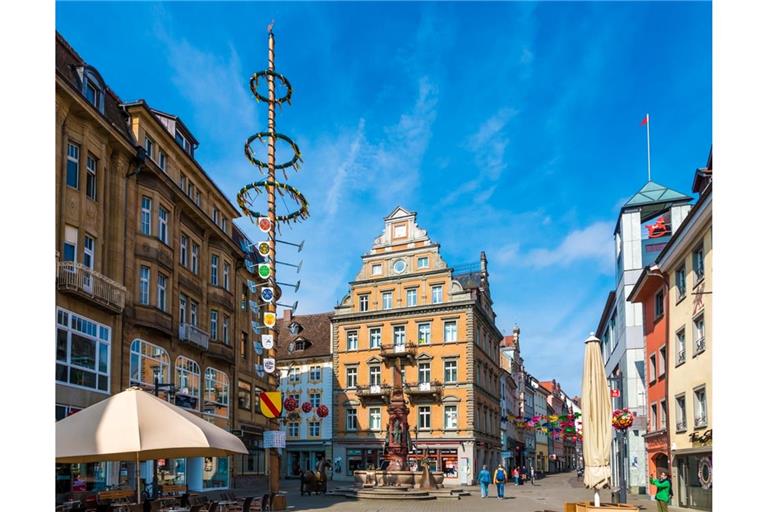 Maibaum in der Konstanzer Altstadt.