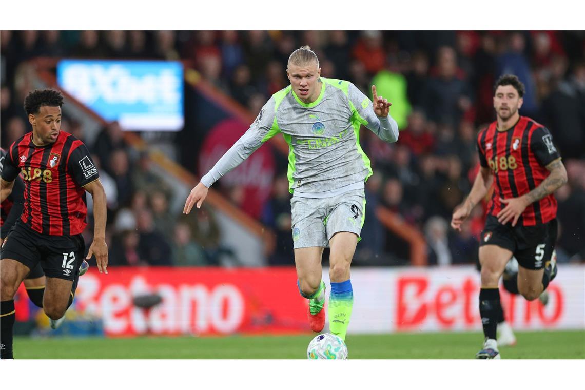 Man-City-Stürmer Erling Haaland blieb beim AFC Bournemouth glücklos.