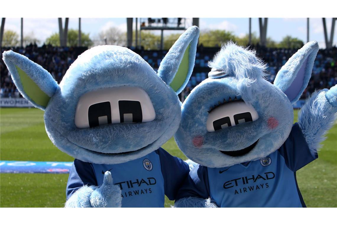 Manchester City hat gleich zwei Maskottchen: die Weltraumcharaktere Moonchester und seine Partnerin Moonbeam.