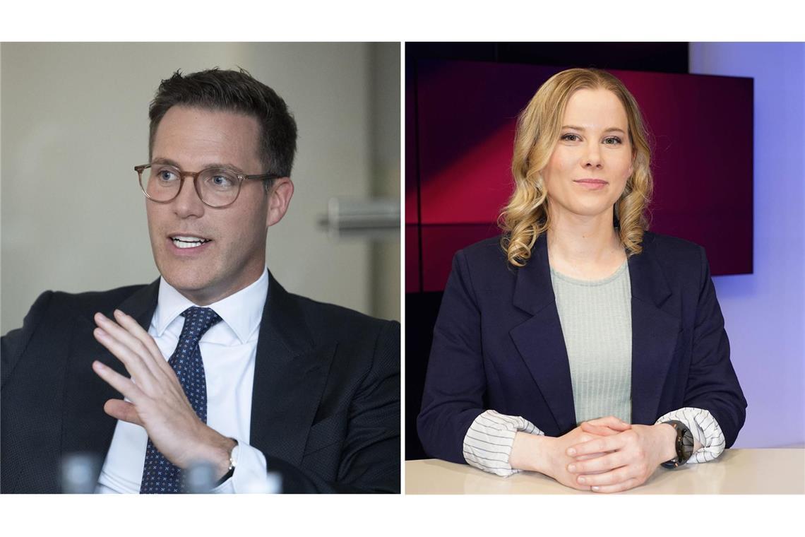 Manuel Hagel (links) hat sich deutlich zur NDR-Trennung von Julia Ruhs (rechts) positioniert.