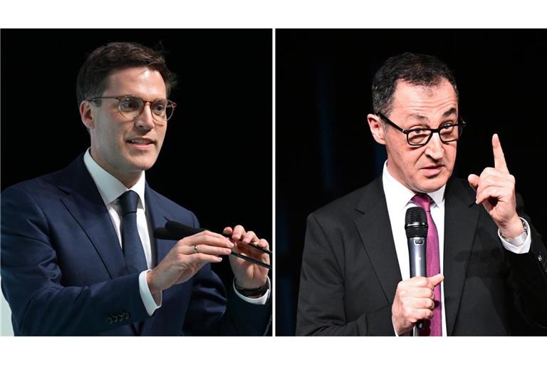 Manuel Hagel, Spitzenkandidat der CDU in Baden-Württemberg und Cem Özdemir, Spitzenkandidat der Grünen.