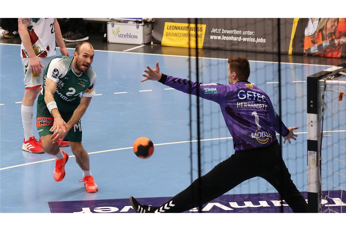 Gegen den Meister auf verlorenem Posten Marcel Schiller warf elf Tore.