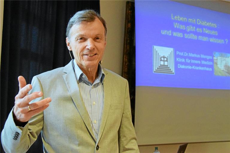 Markus Menges sensibilisiert beim Vortrag auch dafür, dass bei einer unerkannten Diabeteserkrankung weitere schwerwiegende Gesundheitsgefahren drohen, da das Risiko beispielsweise für Herzinfarkt und Schlaganfall hoch ist. Foto: E. Klaper