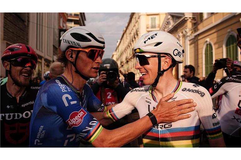 Mathieu van der Poel und Tadej Pogačar: Wer gratuliert am Sonntag wem? (Archivbild)