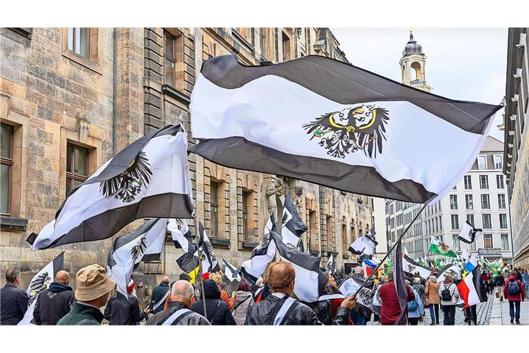 Mehrere hundert „Reichsbürger“ und „Selbstverwalter“ haben sich zu einer Kundgebung versammelt. (Archivbild)