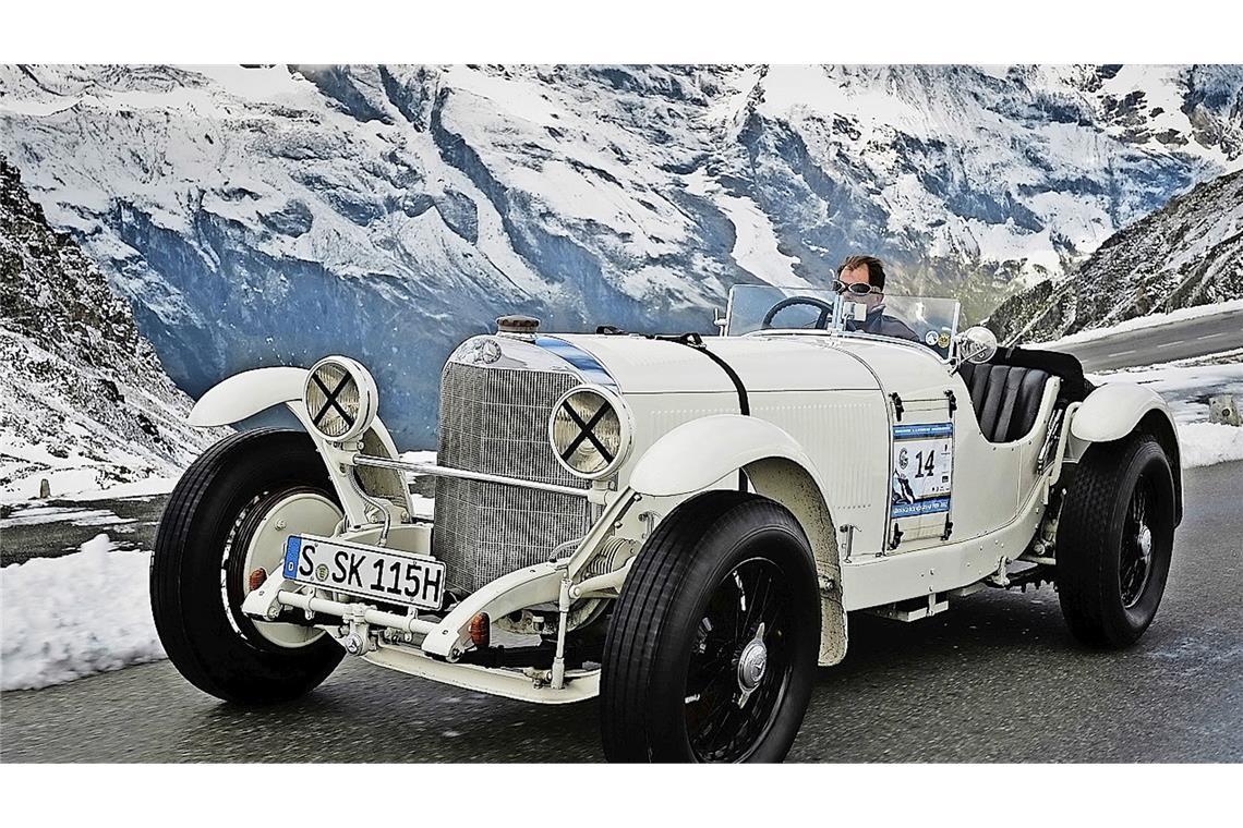 Sternfahrt zum Großglockner: Mercedes grüßt das Murmeltier Mercedes als Teilnehmer der Großglockner Retro-Rallye