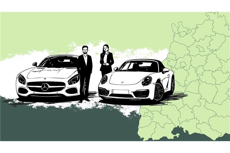 Mercedes-Benz und Porsche sind im Südwesten stark vertreten. Aber wo fahren die meisten ihrer Autos und woran liegt das?