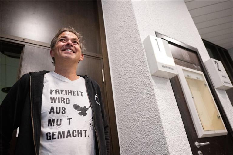 Michael Ballweg im Stuttgarter Landgericht.