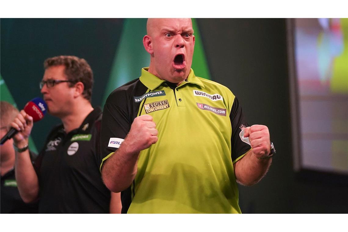 Bilder des Tages Michael van Gerwen jubelt nach seinem Sieg im Achtelfinale der Darts-WM in London.