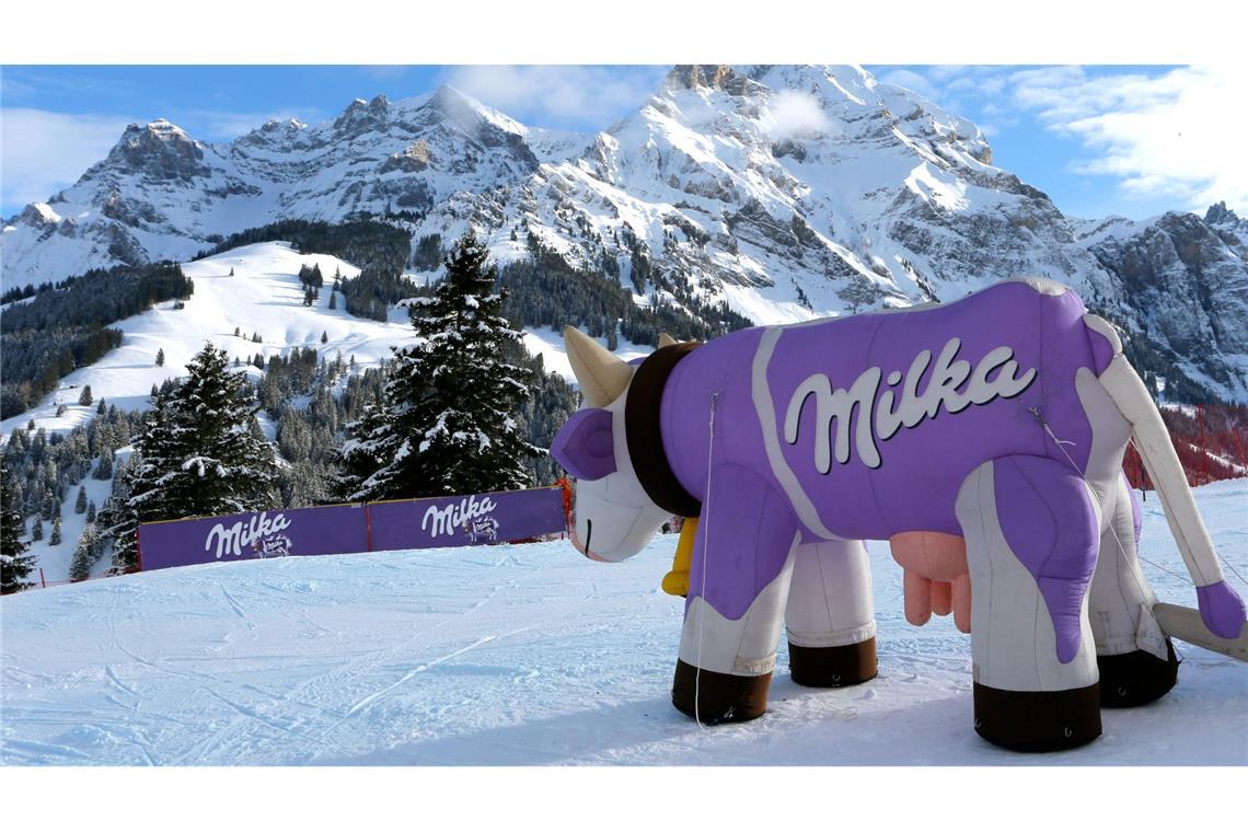 Milka sponsert den Ski-Weltcup, aber das Marken-Maskottchen hat derzeit wenig zu lachen.
