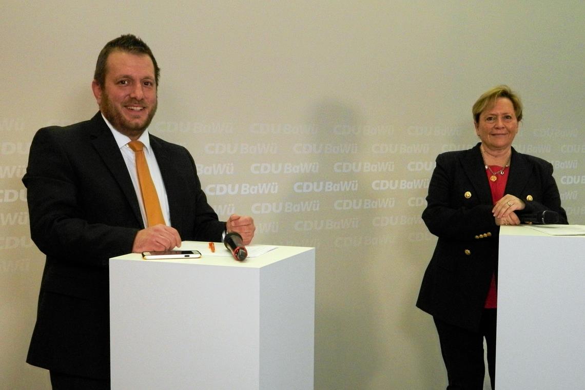 Ministerin Susanne Eisenmann und Georg Devrikis hatten zum CDU-Neujahrsempfang im virtuellen Raum geladen. Foto: privat