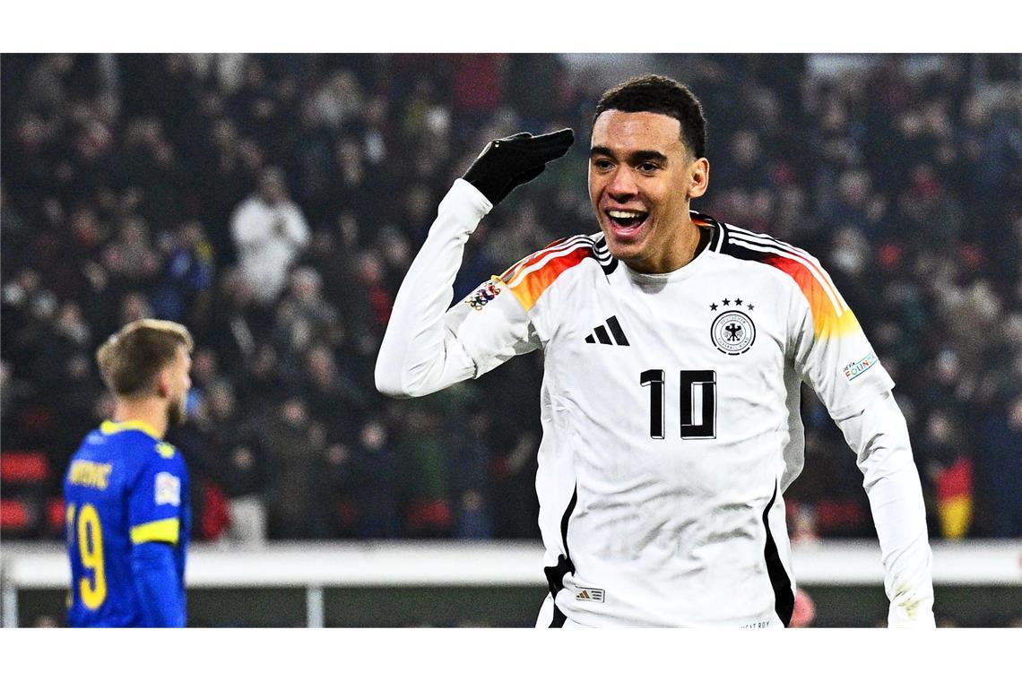 Die deutsche Nationalmannschaft in der Einzelkritik Mit dem Kopf erfolgreich: Jamal Musiala.