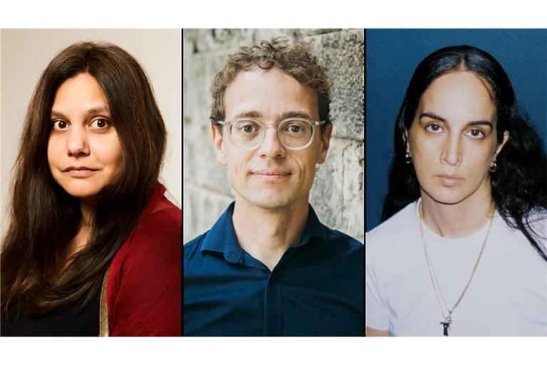 Mithu Sanyal (links) wird die Eröffnungsrede halten, Simon Meier-Vieracker spricht über&nbsp;das Misstrauen gegenüber Fakten, Ebow über das Schreiben von Songtexten.