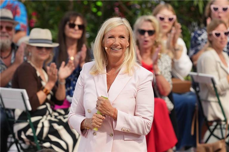 Moderatorin Andrea Kiwi Kiewel im ZDF Fernsehgarten.