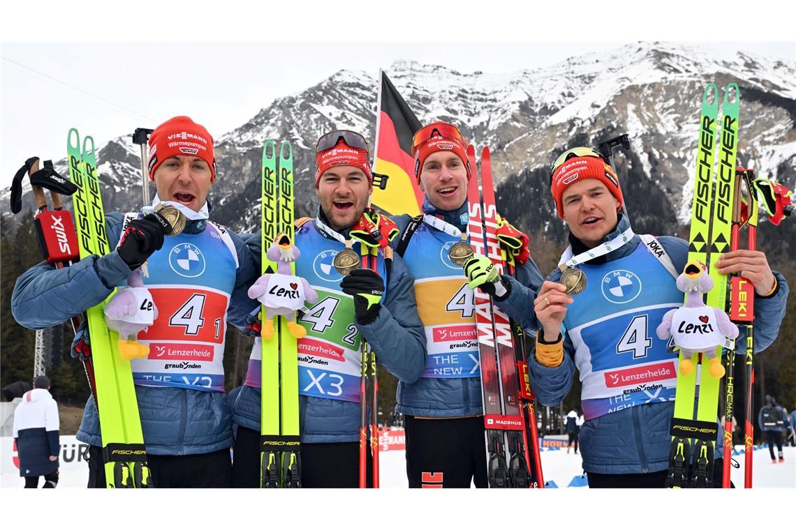 Preuß am Ende ihrer Kräfte - WM-Erlösung für Männer Nach fünf Jahren wieder eine Medaille: Die DSV-Männer mit Bronze.
