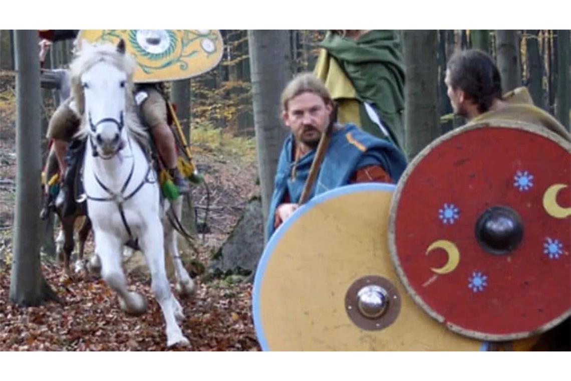 Nachgestellte Szene der Schlacht am Harzhorn.