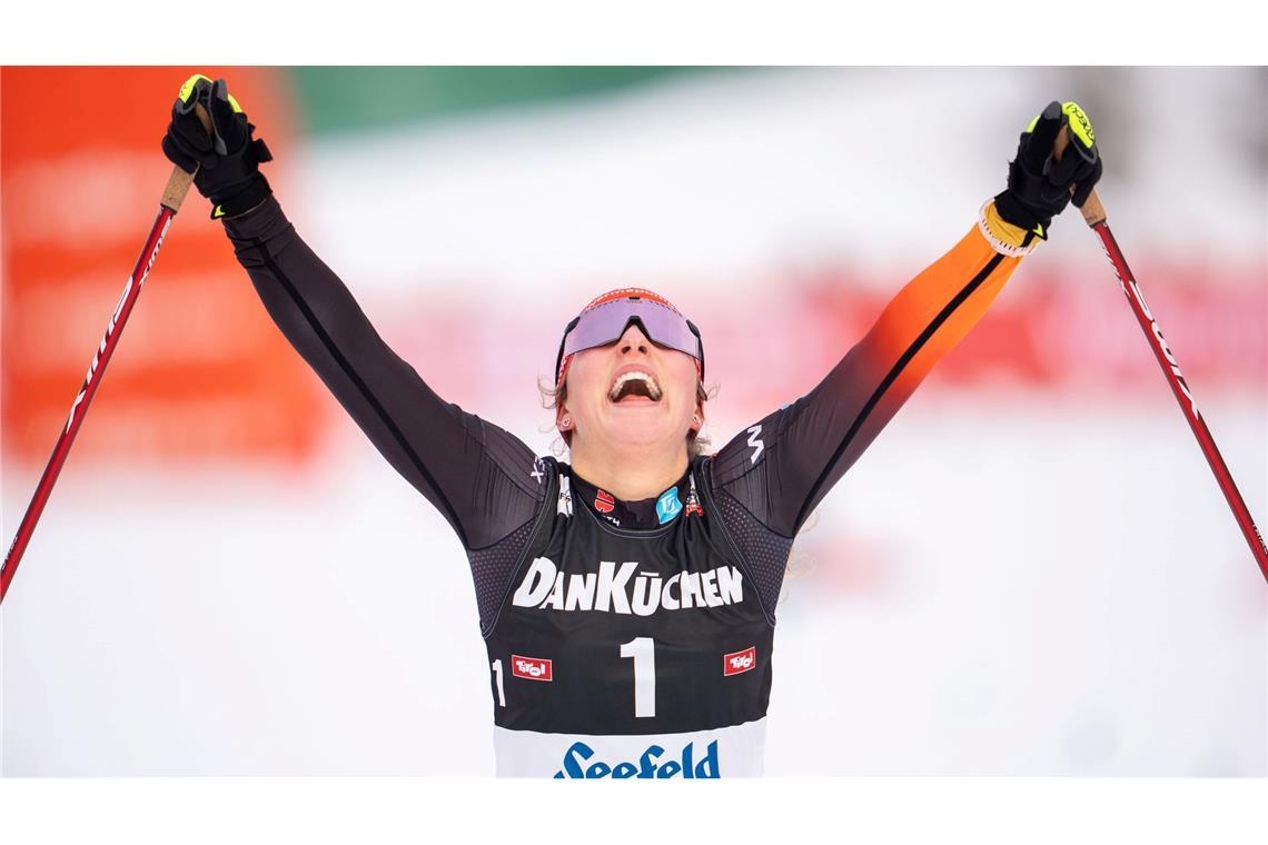 Doppelter Seefeld-Triumph: Siege für Armbruster und Geiger Nathalie Armbruster jubelt.