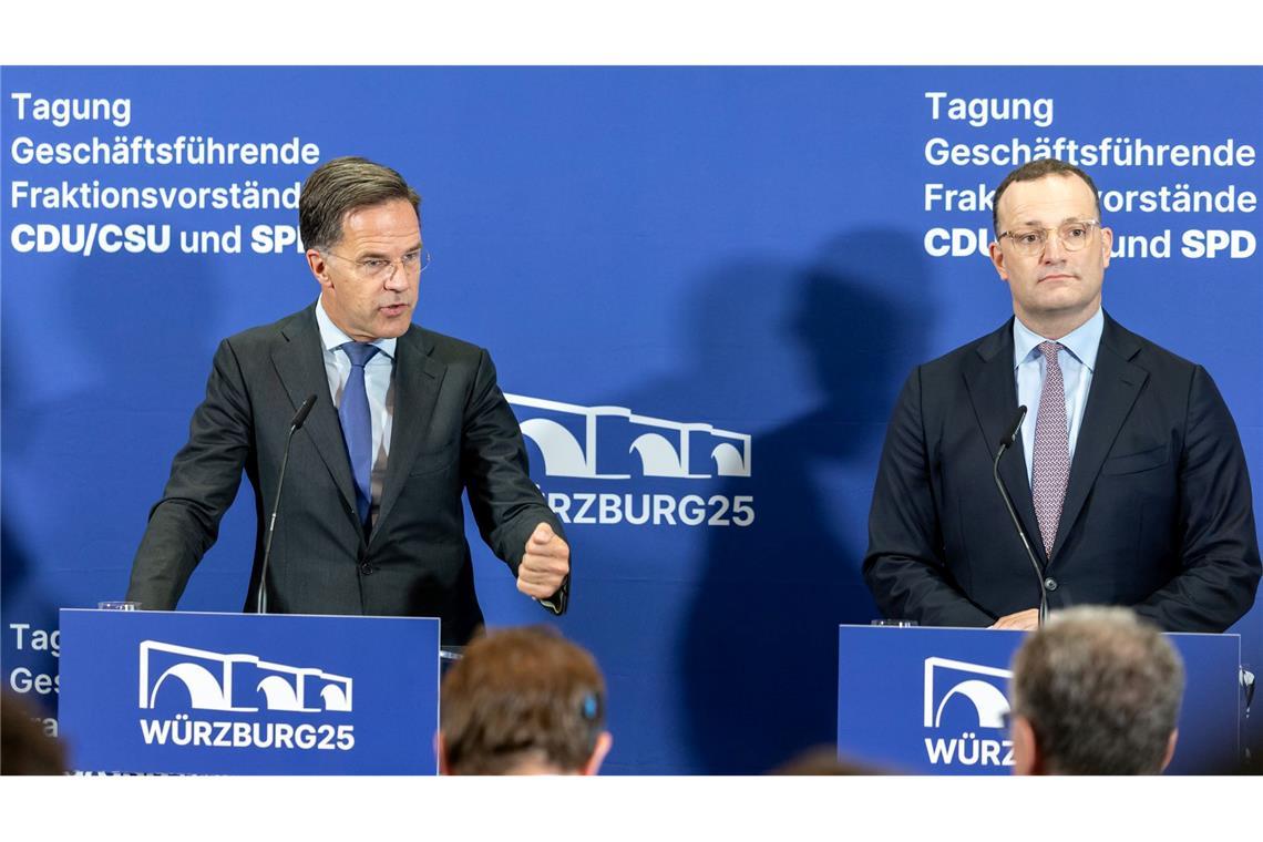 Schwarz-Rot sucht den "Geist von Würzburg" Nato-Generalsekretär Mark Rutte kam als Gast zur Klausur.