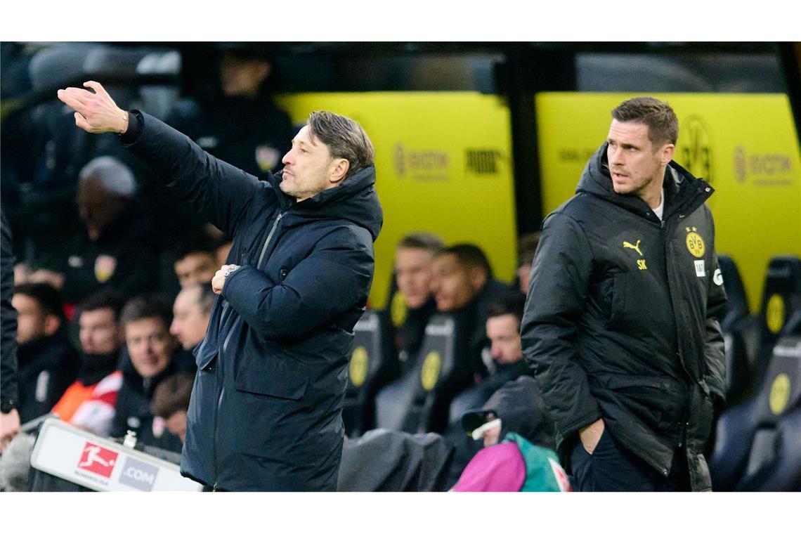 BVB strauchelt weiter: Kovac-Effekt bleibt zunächst aus Niko Kovac (l) will trotz der Debüt-Niederlage nur wenige Details ändern