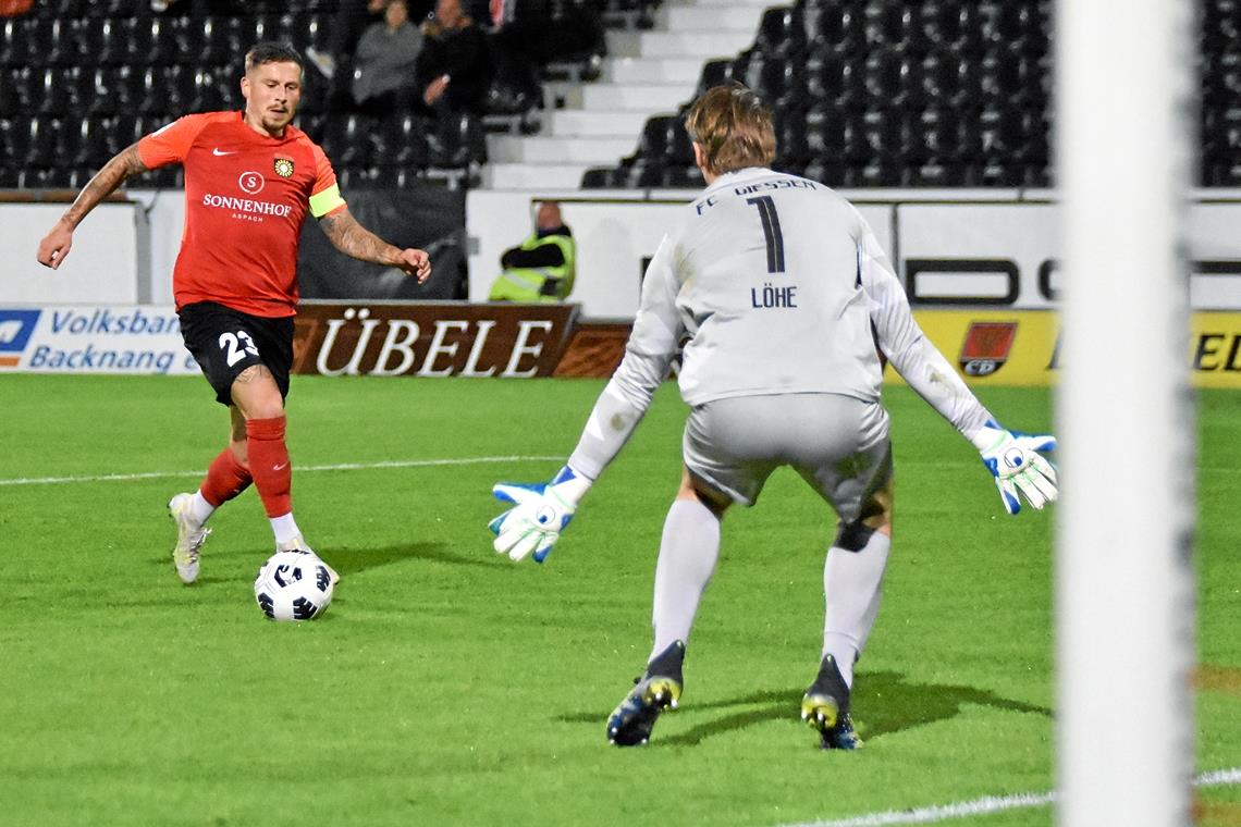 SG Sonnenhof: Steven Lewerenz will Lernprozess beschleunigen Offensivspieler Steven Lewerenz geht mit seiner ganzen Erfahrung voran und hat für Großaspach auch schon fünf Tore erzielt. Foto: T. Sellmaier