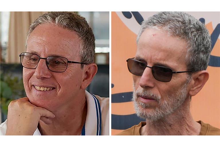 Ohad Ben Ami auf einem undatierten Bild vor der Entführung und bei seiner Freilassung aus der Geiselhaft.