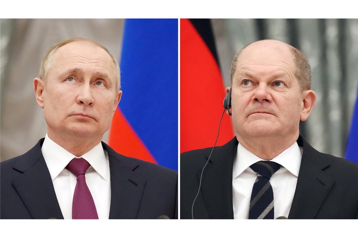 Scholz nennt Moskaus Raketeneinsatz „furchtbare Eskalation“ Olaf Scholz (rechts) kritisierte den russischen Raketeneinsatz scharf. (Symbolbild)