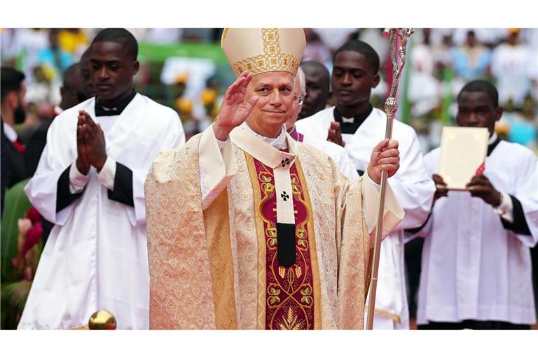 Papst Leo XIV. bei seiner letzten Messe in Afrika.