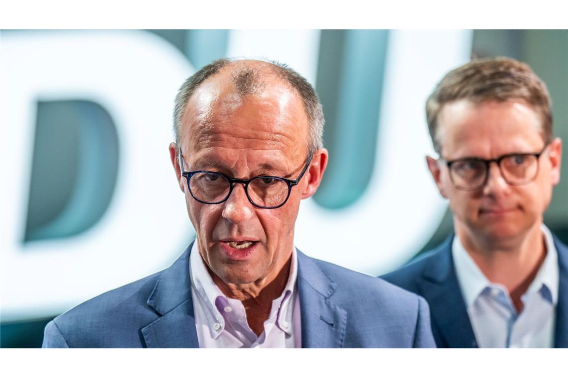 CDU und CSU legen Kabinettsliste vor - Manager fürs Digitale Parteichef Friedrich Merz hat die Kabinettsliste der CDU vorgelegt. (Archivbild)