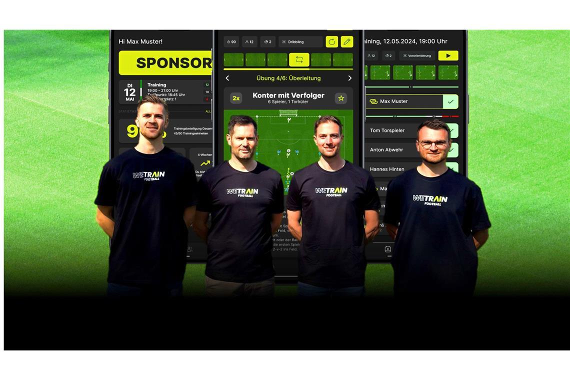 Eine KI hilft Fußballtrainern Zeit zu sparen Paul Prochiner, Jens Bistakies, Anton Kandlbinder und Philipp Saur (v.l.) wollen den Fußball besser machen.