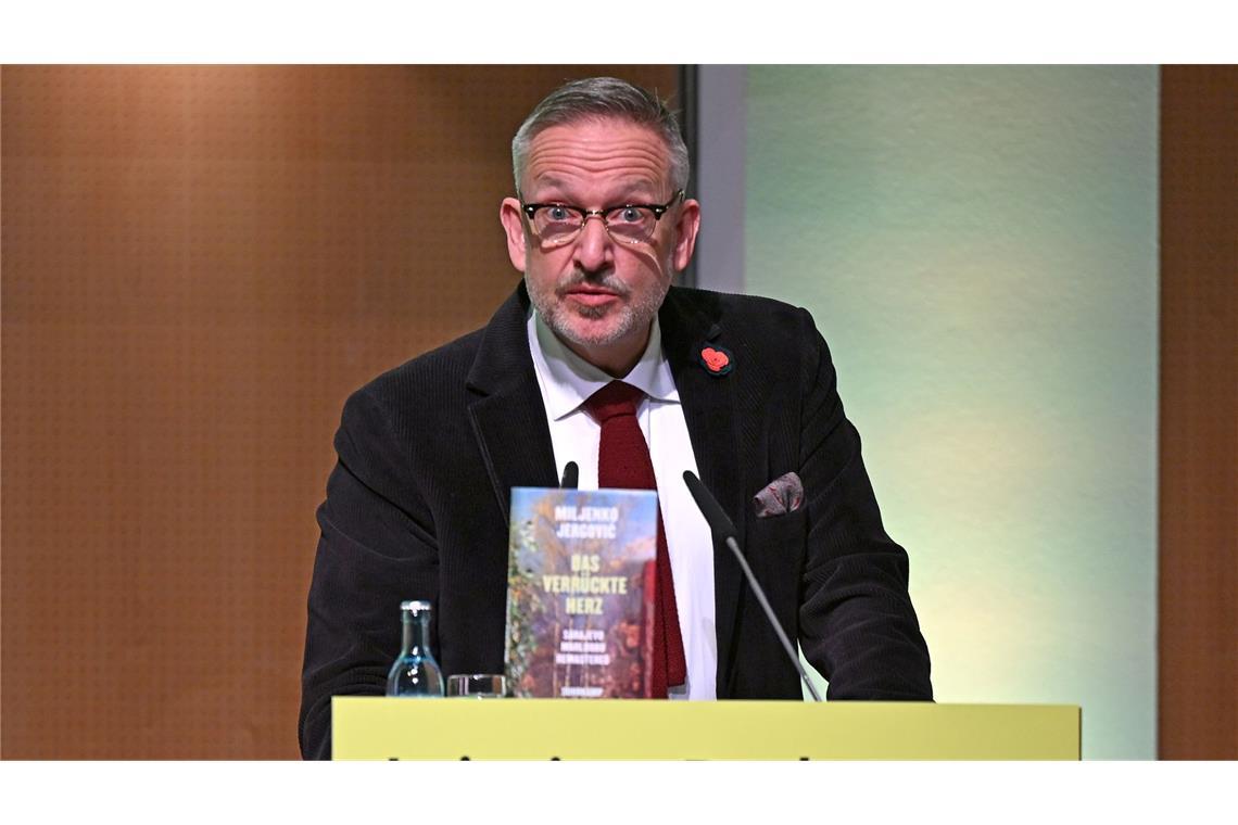 Peter Kraus vom Cleff, Hauptgeschäftsführer des Börsenvereins des Deutschen Buchhandels, spricht bei der Eröffnungs-Pressekonferenz zur Leipziger Buchmesse.
