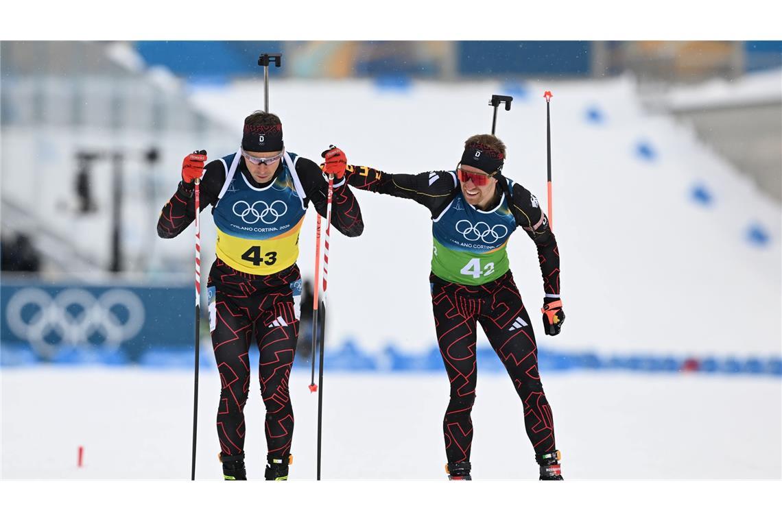 Philipp Nawrath (l) ging mit Rückstand in seinen Abschnitt.