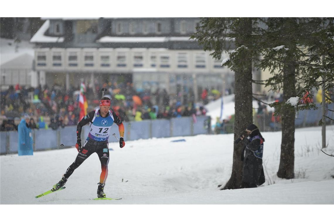 Deutsche Mixedstaffel auf der Pokljuka Sechste Philipp Nawrath war Schlussläufer der deutschen Mixed-Staffel.