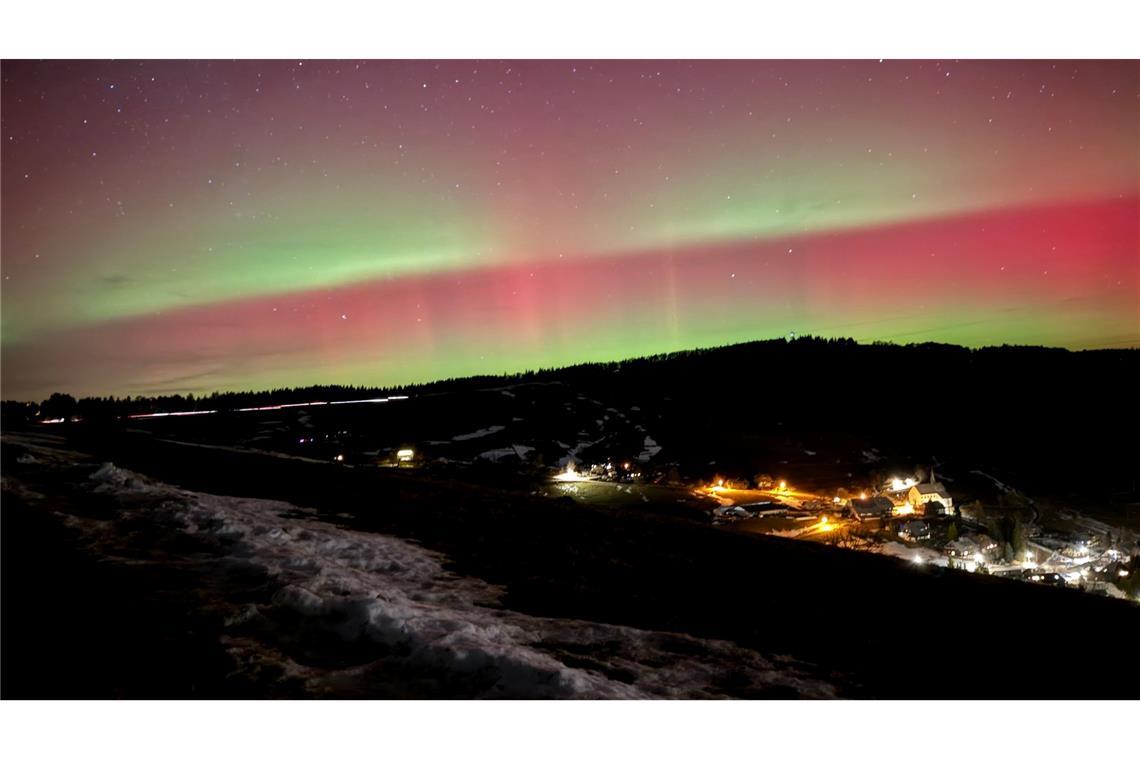 Polarlichter waren sogar in Süddeutschland zu sehen, wie hier in Baden-Württemberg.