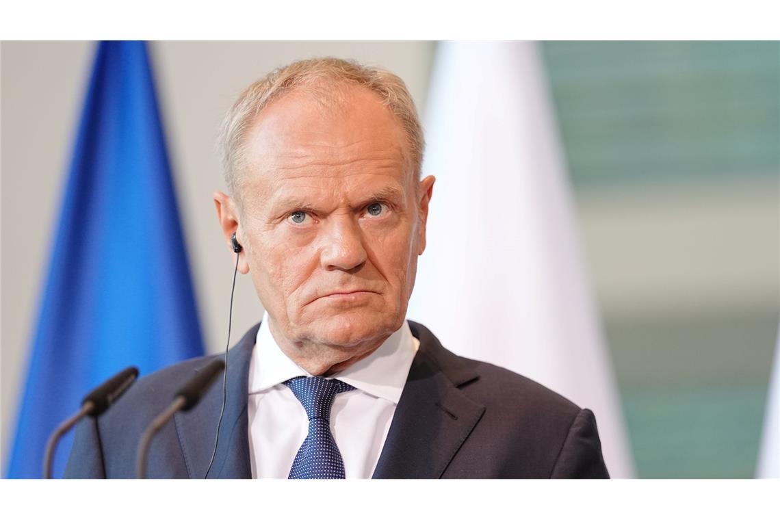 Polens Ministerpräsident Donald Tusk beim Treffen mit den Staats- und Regierungschefs aus Deutschland, Frankreich, Großbritannien und Italien in Berlin.