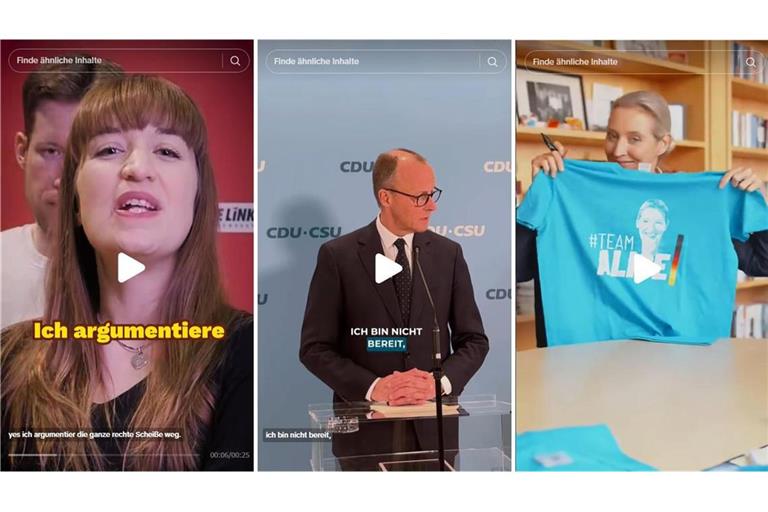 Politikerinnen und Politiker auf Tiktok – jeder präsentiert sich auf seine Weise.