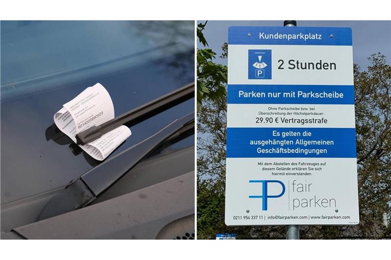 Private Unternehmen wie etwa fair parken können auf einem Supermarkt- Parkplatz Strafzettel verteilen (Symbolbilder).