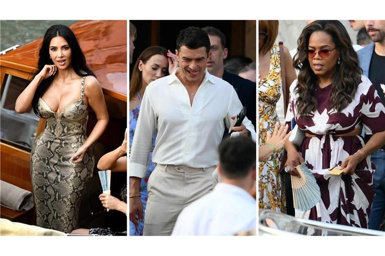 Promi-Auflauf in Venedig: Unter den Gästen sind unter anderem Kim Kardashian (li.), Orlando Bloom und Oprah Winfrey.