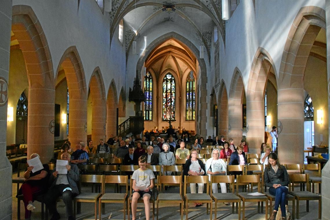 Wie die Orgel eine Kathedrale malt Publikum in der vom Abendlicht illuminierten Stadtkirche. Fotos: E. Klaper
