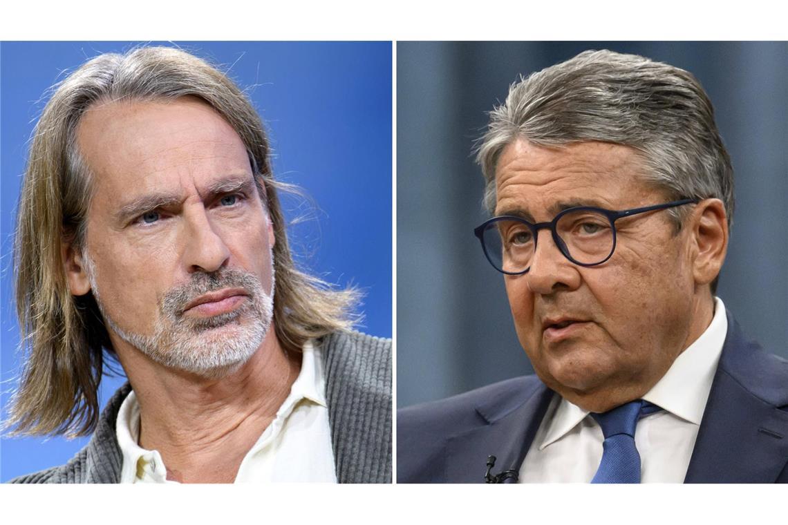 Richard David Precht (Links) und Sigmar Gabriel sind beim Thema Umgang mit Russland ganz anderer Meinung.